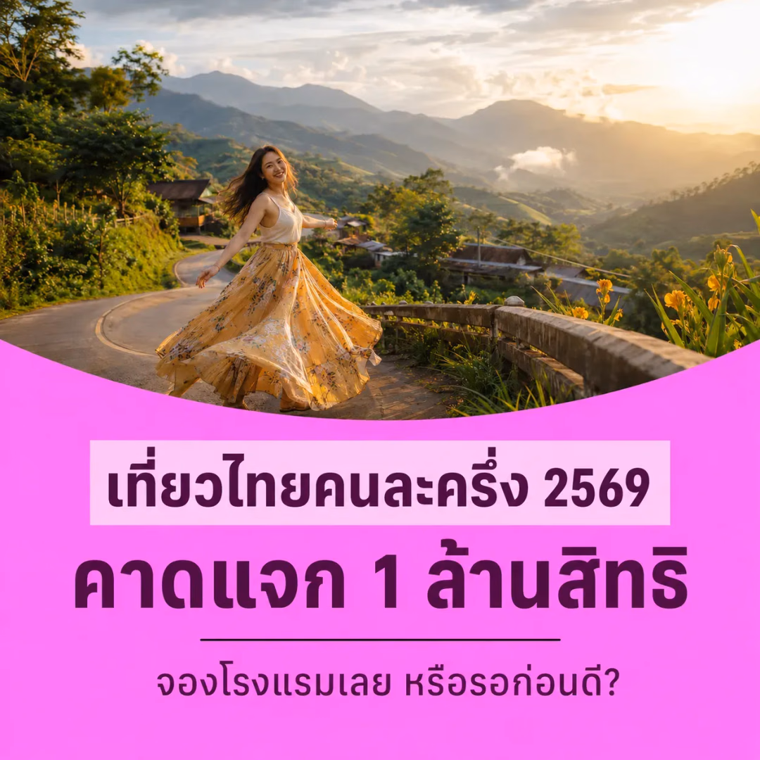 เที่ยวไทยคนละครึ่ง 2569 แจก 1 ล้านสิทธิ์! สรุปวิธีลงทะเบียน-เช็กเงื่อนไข